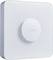 A white square device with a central round button and side buttons. Suitable for controlling electronic equipment.