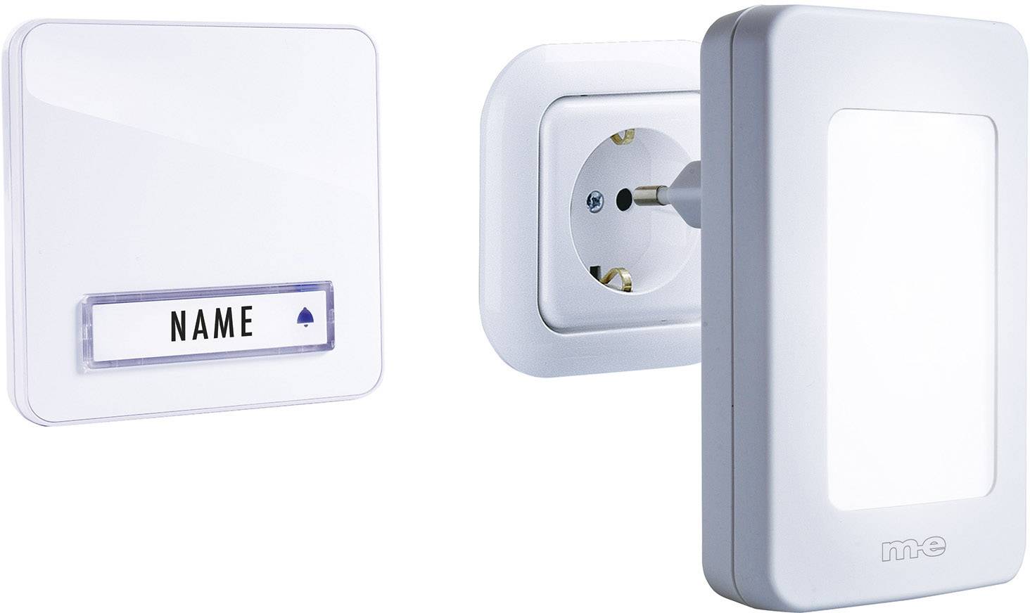 m-e modern-electronics 41146 Wireless door bell Complete set incl. nightlight, incl. nameplate-1