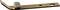 Metal strip with a rectangular bump in the middle and a slightly curved end on the right.