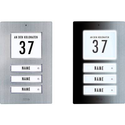 m-e modern-electronics 41067 Bell panel incl. address field, incl. nameplate 3 flat building  Stainless steel 12 V/1 A