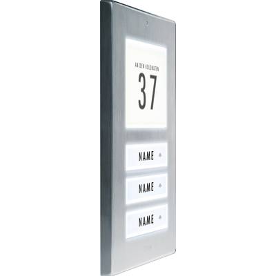 Intercom panel with three illuminated name buttons and large house number '37' in the centre.