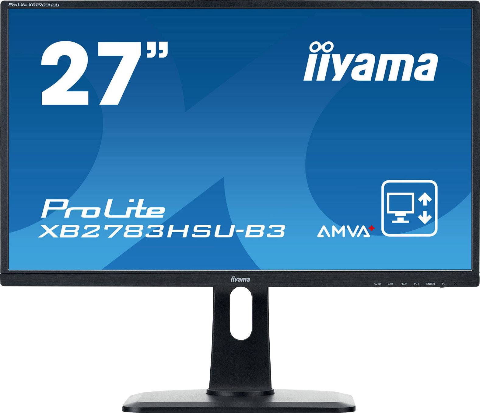Iiyama ProLite XB2783HSU LED 68.6 cm (27 inch) EEC B (A+++ - D) 1920 x 1080 p Full HD 4 ms HDMI™, DisplayPort, VGA, USB 2.0, Headphone jack (3.5 mm) AMVA+ LED