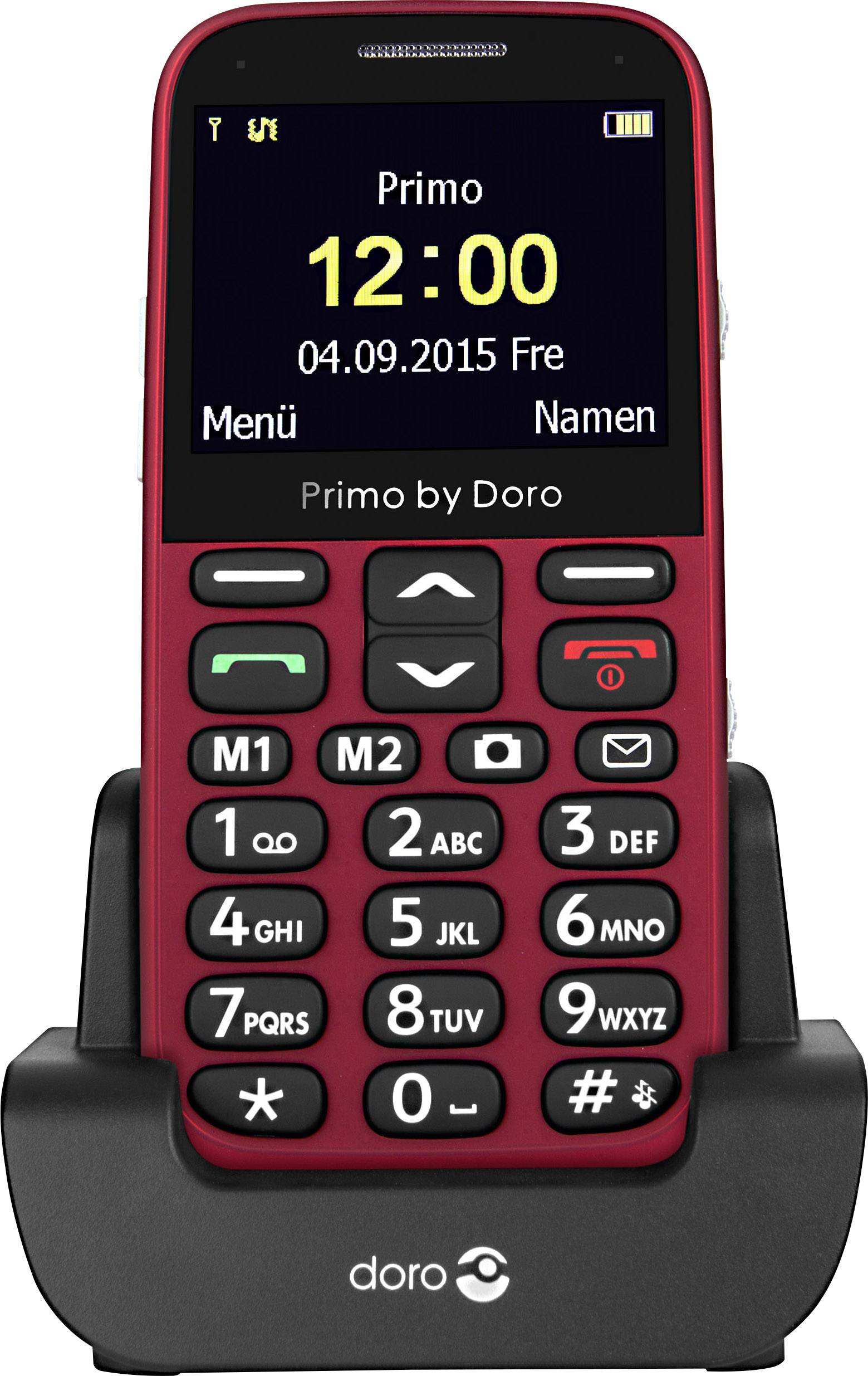 doro 366 Big button mobile phone Charging station, Panic button Red