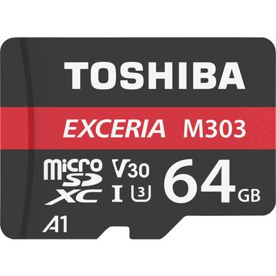 Toshiba M303 Exceria microSDXC card 64 GB Class 10, UHS-I, v30 Video Speed Class, UHS-Class 3 incl. SD adapter, A1 ratin