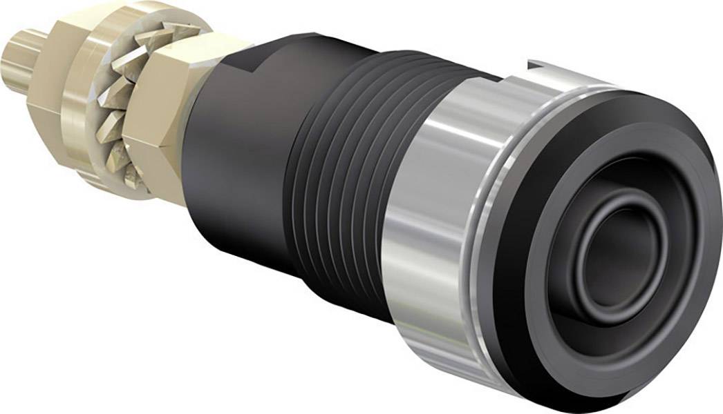 Metal connecting element with a threaded section and cylindrical layers, potentially part of a machine or tool.