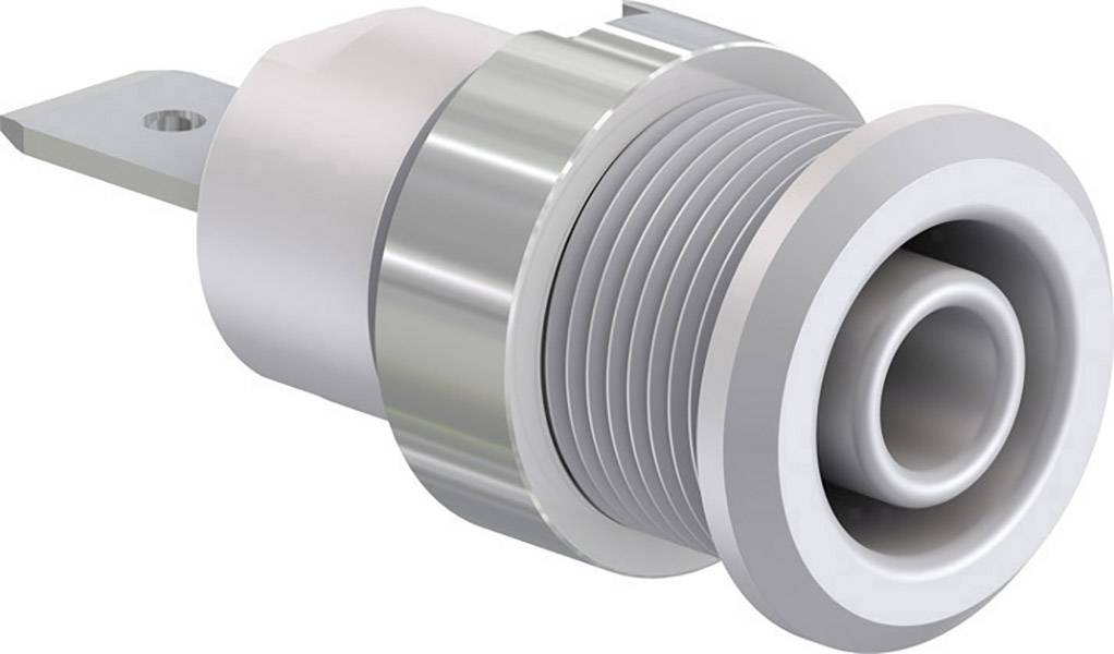 Metallic component with a ribbed cylinder and flat connection. Suitable for electronic applications or mechanical fastenings.