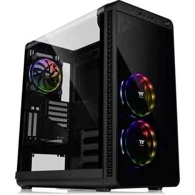 Thermaltake View 37 RGB Plus Midi tower PC casing Black 3 built-in LED fans, Window, Dust filter, LC compatibility, Tool-free HDD bracket, Suitable for AIO