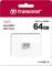 Packaging for a Transcend 300S microSDXC UHS-I card, 64GB, with speed rating up to 95MB/s, in a white and red design.