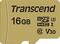 Golden microSD card from Transcend, 16 GB capacity, Class 10, UHS-I, V30, suitable for HD video recordings.