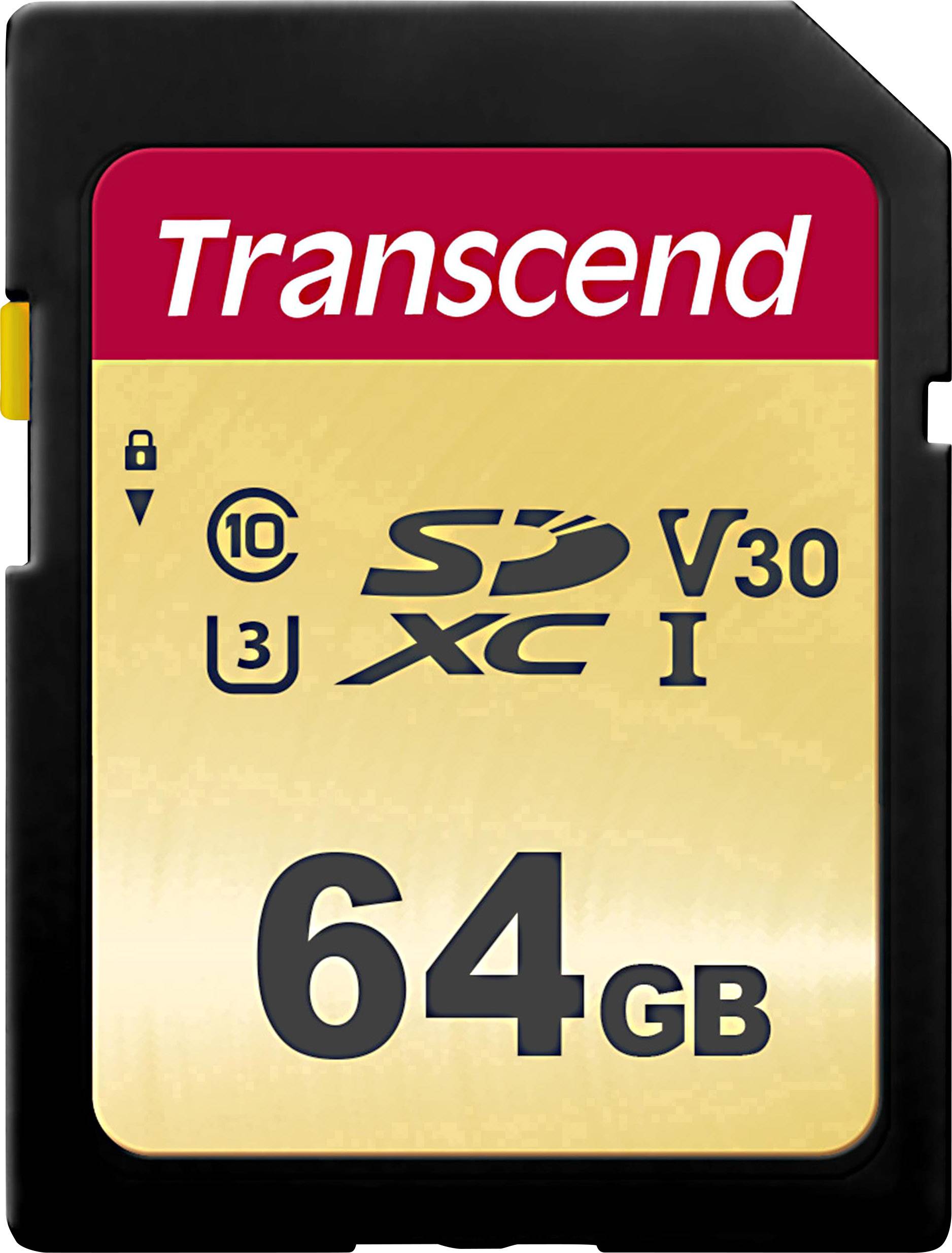 Transcend Premium 500S SDXC card 64 GB Class 10, UHS-I, UHS-Class 3, v30 Video Speed Class