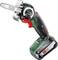 Bosch cordless chainsaw, model 'UniversalChain 18', featuring a black and green casing, suitable for mobile wood cutting.