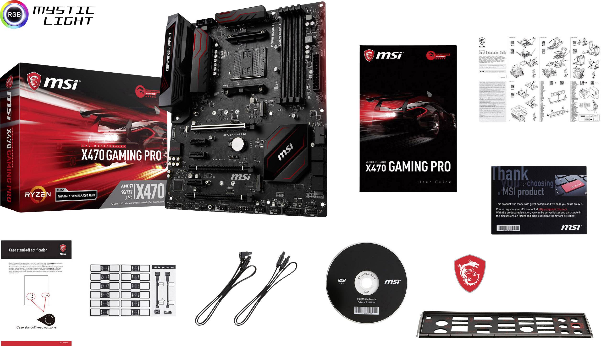 MSI Gaming X470 Gaming Pro ATX Motherboard PC base AMD AM4 Form factor