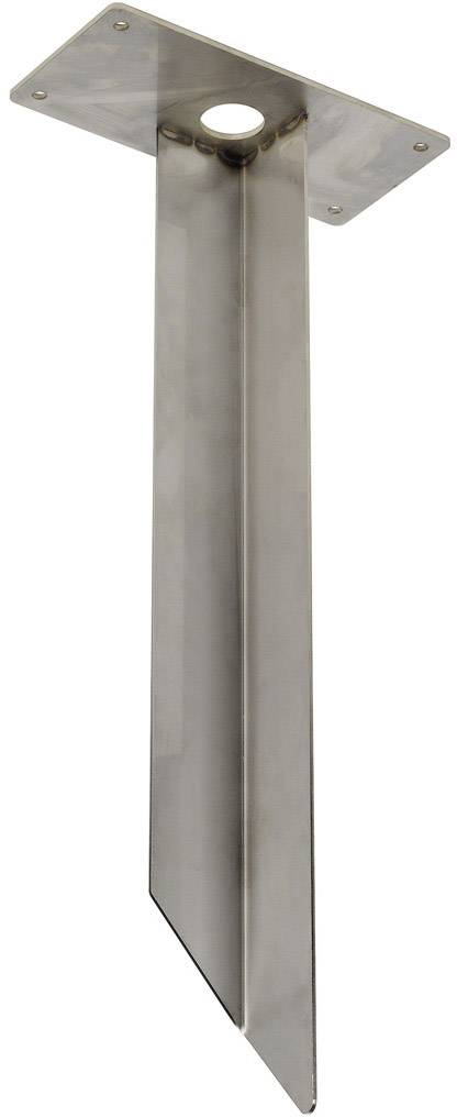 A long, narrow metal pole with a rectangular plate at the top and a pointed edge at the bottom, presumably for anchoring in the ground.