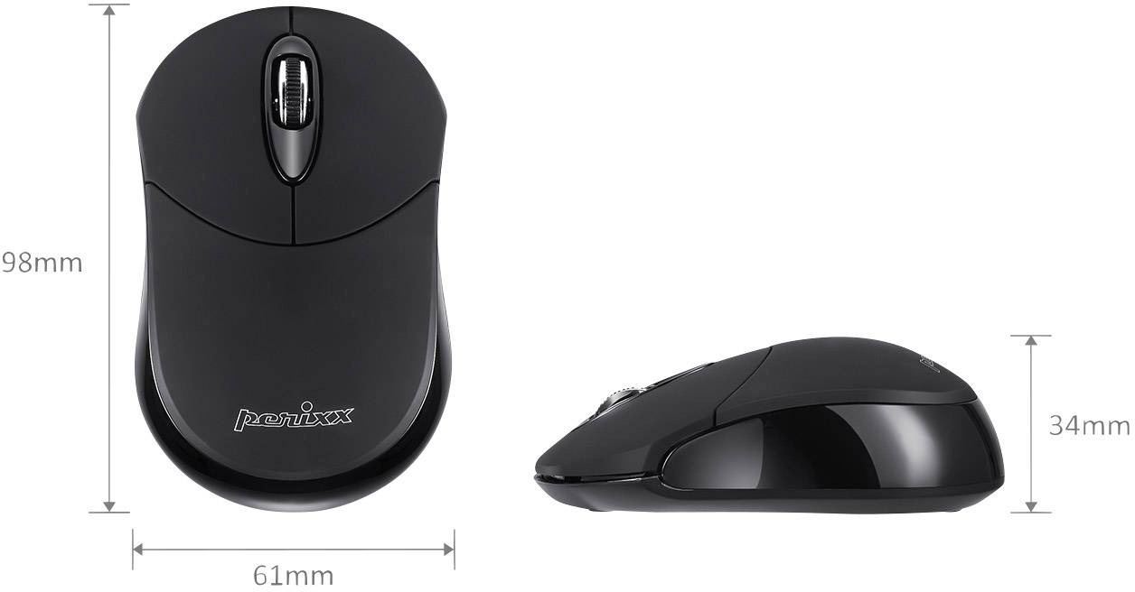 Perixx PERIMICE-802 Wireless mouse Bluetooth® Optical Black 3 Buttons ...