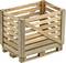 Wooden crate in pallet style, open without a lid, suitable for storage or decoration.