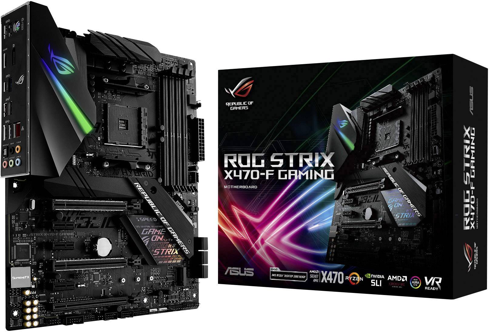 Asus ROG STRIX X470-F Gaming Motherboard PC base AMD AM4 Form factor ATX Motherboard chipset AMD® X470