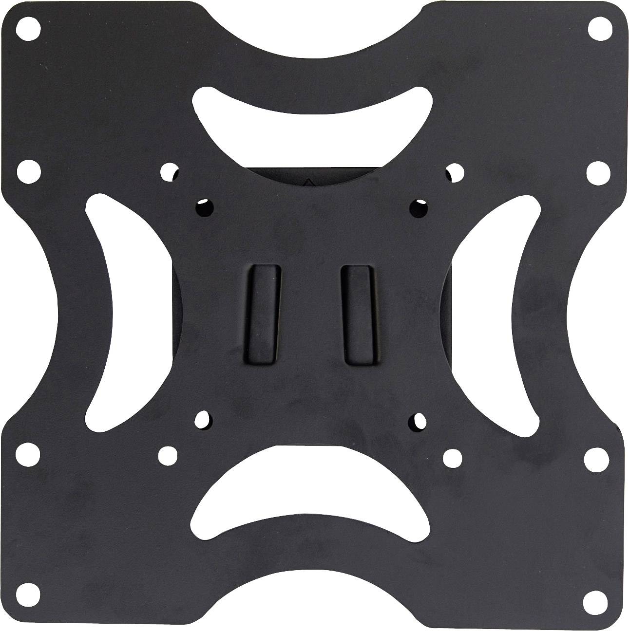 Metal plate with multiple holes and a symmetrical design, likely used for mounting monitors or TV devices on the wall.