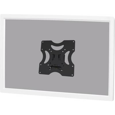 A white rectangular plate with a centrally positioned black mount designed for wall-mounting display devices.