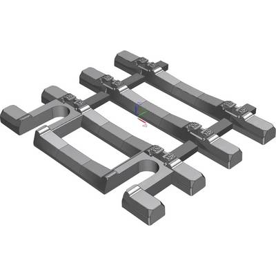 3D model of a technical component consisting of multiple rectangular and L-shaped elements, arranged in two rows.