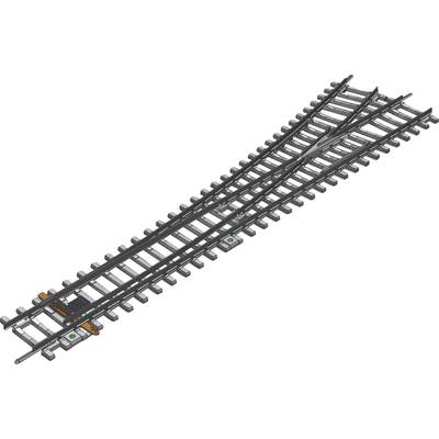 Model of a model railway point (or points) with a straight and diverging track, which enables the routing of trains onto different lines.