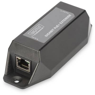 'Gigabit PoE+ Extender, Digitus Professional' with an Ethernet port, extends network range using PoE+ technology.