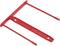 Red plastic suspension rail with two long rods and a short crossbar, used for hanging files in offices.