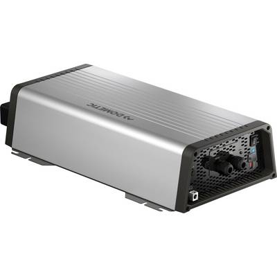 Silver inverter with Dometic logo, showing connections and ventilation slots, suitable for mobile power management.