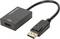 A black adapter with the inscription 'DP TO HDMI 2.0'. It has a DisplayPort plug on one side and an HDMI port on the other side.