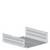 Metallic cable trunking T-piece with two side walls and an open top, designed for orderly cable routing and protection.