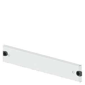 A silver, rectangular metal rail slider with two black connecting elements at its ends.