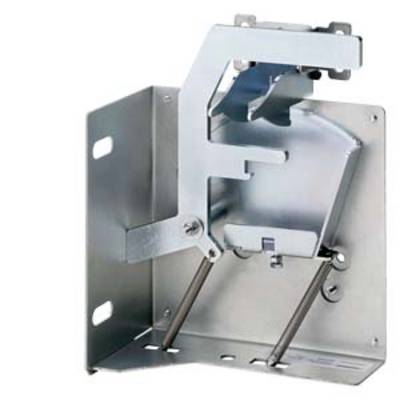 Metal bracket with multiple angles and supports, for mounting on a wall or surface.