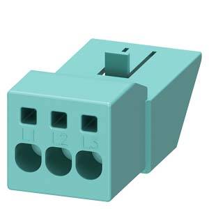 Blue three-pole terminal block with numbering L1, L2, L3. Used for electrical connections.