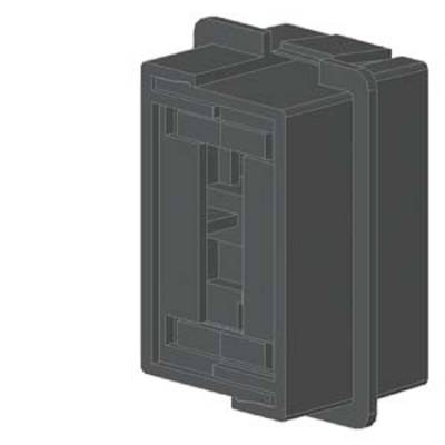 A dark, rectangular component with vertical and horizontal recesses. It appears to be intended for electrical or technical applications.