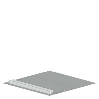 A grey metal sheet with a raised strip on one side, possibly a component or part of a larger construction.