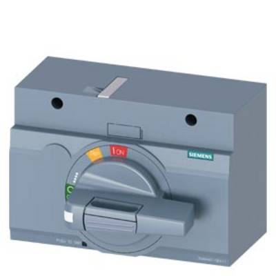A grey Siemens switch with a large rotary knob. Markings indicate 'On' (red) and 'Off' (green).