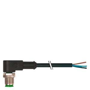A black cable plug with stripped ends, suitable for technical applications, against a white background.