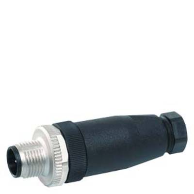 A black connector with a metal thread and plastic housing, shown from the side, against a white background.