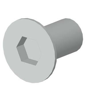 A grey screw with an internal hexagon head, shown in isometric view. Trapezoidal head with a cylindrical shaft.