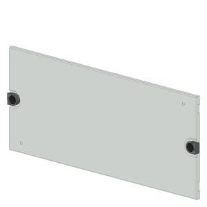 A grey, rectangular metal sheet with two black mounting brackets on the sides.