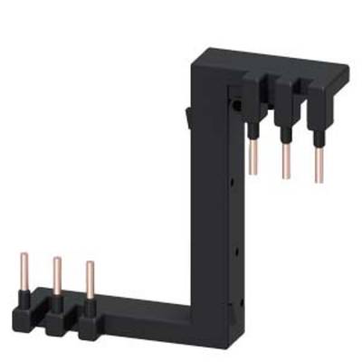 A black L-shaped component with protruding pins on both sides.