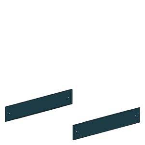 Two black, rectangular metal strips lie parallel to each other with holes at their ends, possibly for mounting purposes.