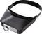 Black grey magnifying headband with removable visor and magnifying lens, suitable for craft work or detailed observations.