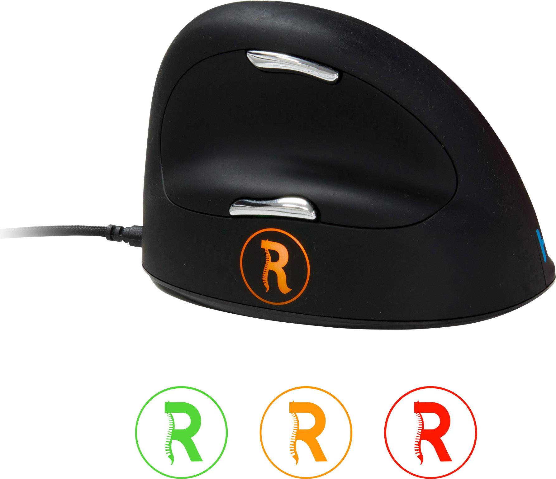 R-GO Tools RGOBRHEMLR Ergonomic mouse USB Optical Black, Silver 4 Buttons 3500 dpi Ergonomic-1