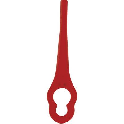 A red bottle opener in the shape of an apple core, positioned vertically.