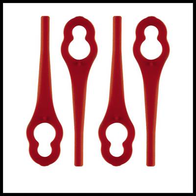 Four red plastic keys with oval handles, lined up side by side on a white background. They are used for opening security locks.