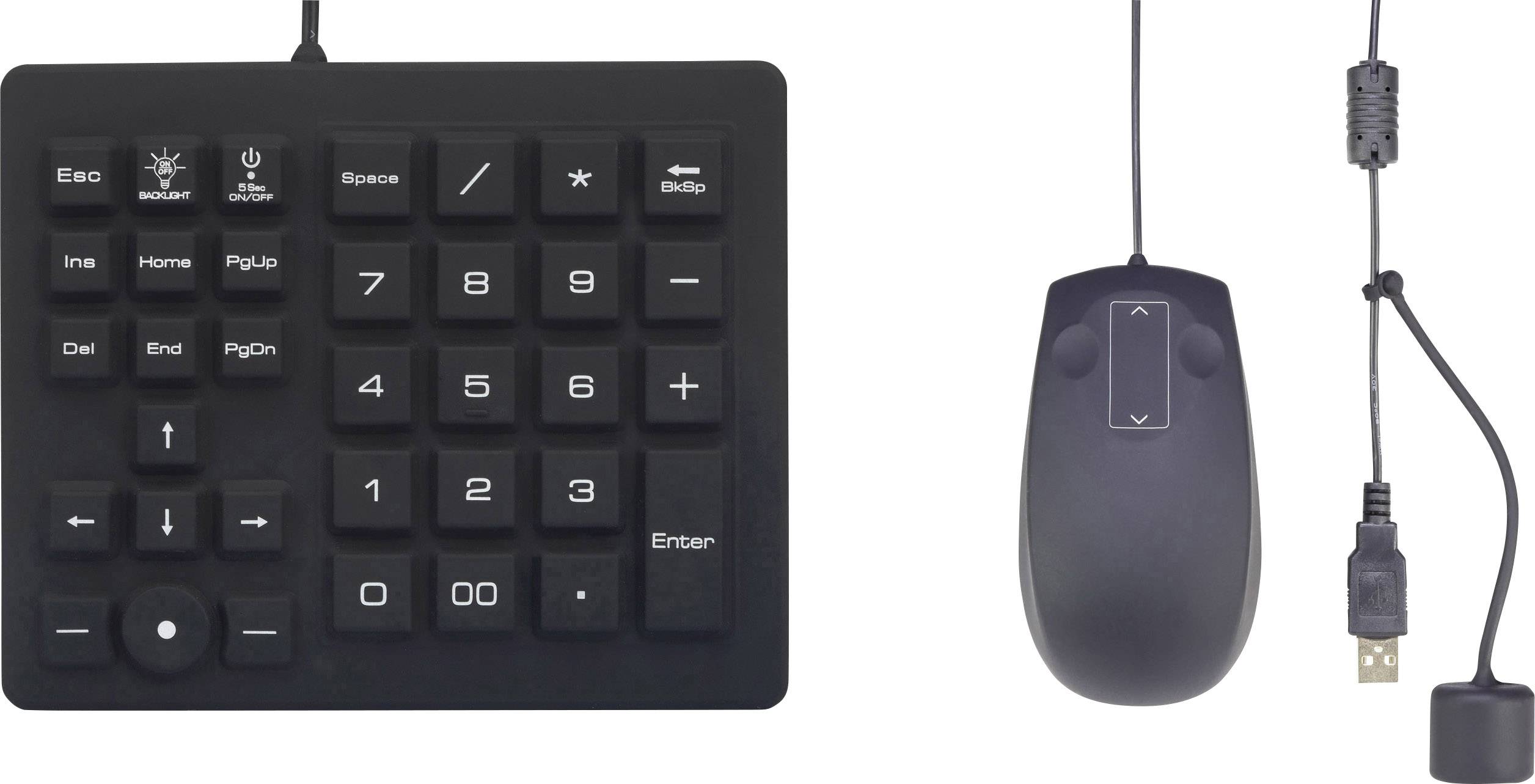 Renkforce USB Keypad and mouse set Splashproof, Dustproof, Trackball White