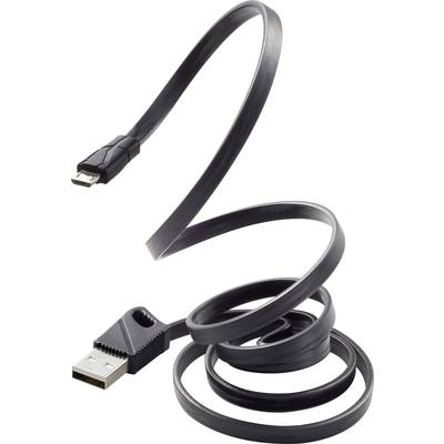 Renkforce USB cable USB 2.0 USB-A plug, USB Micro-B plug 1.00 m Black  RF-3376010