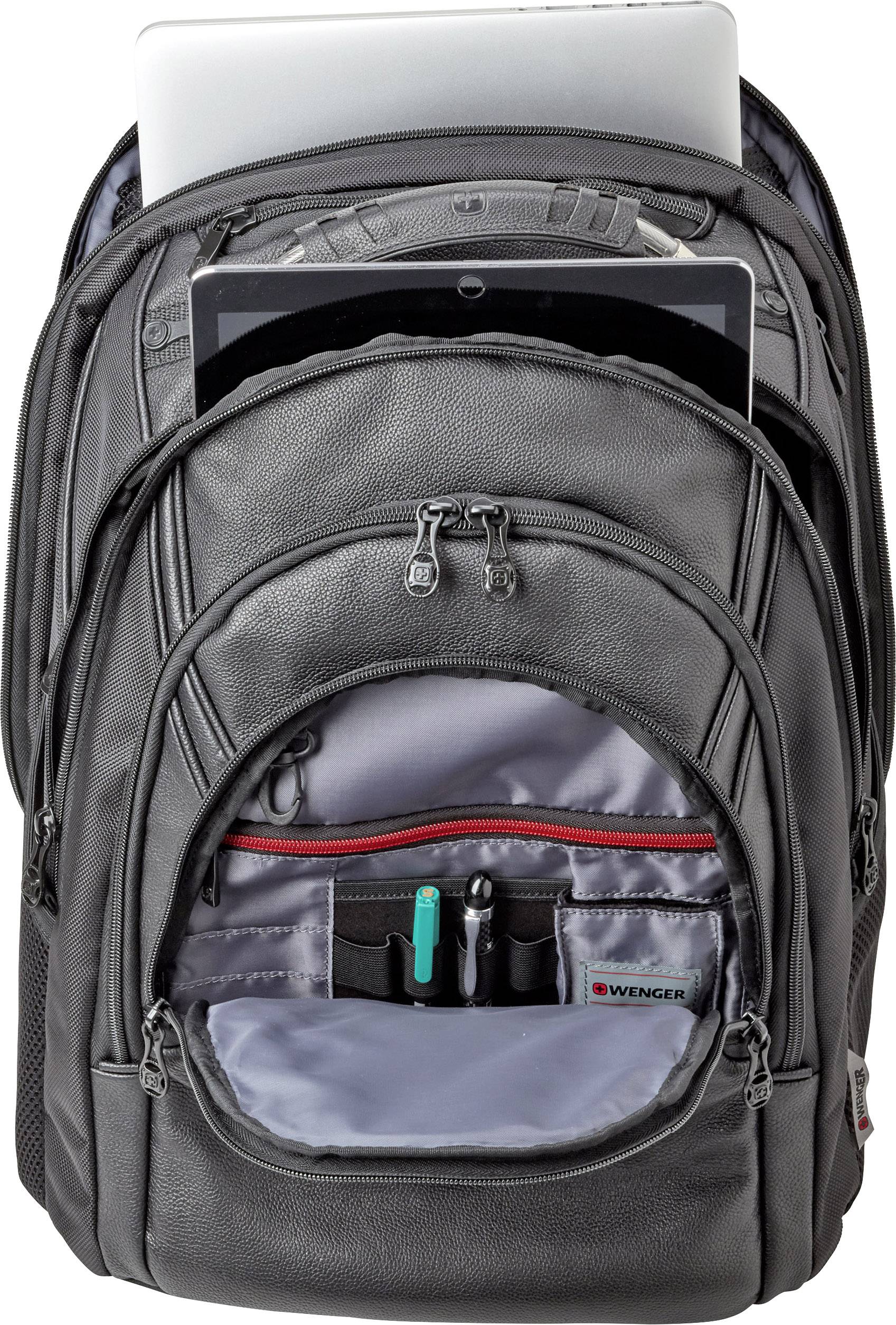 Wenger Laptop backpack Ibex Black Leather, 125th Anniversary Suitable