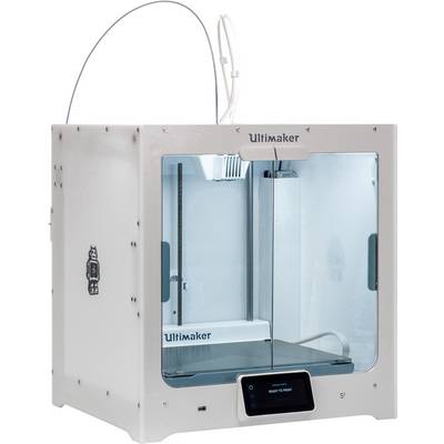 3D printer in a white casing with a transparent front door, ready for use. Touchscreen displays 'Ready to Print'.