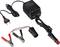 Car battery charger with power cable and two terminals, red and black, for connecting to the car battery.